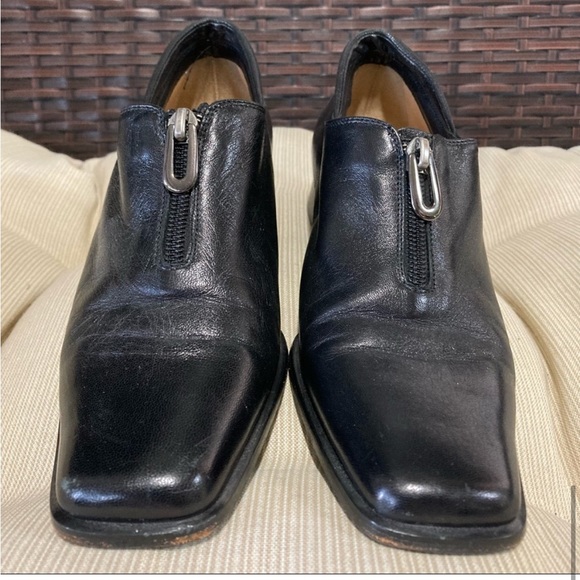 Botticelli | Vintage Made in Italy 100% Black Square Toe Leather Loafer Heels - Picture 4 of 9